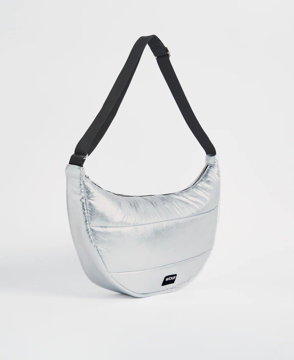 Wouf Omuz Çantası Large Crossbody Bag Quilted Silver Glossy