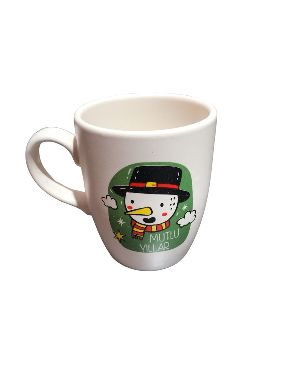 Hipster Deer Kupa Seramik Mutlu Yıllar Şapkalı Kardan Adam_HDKUPYIL11