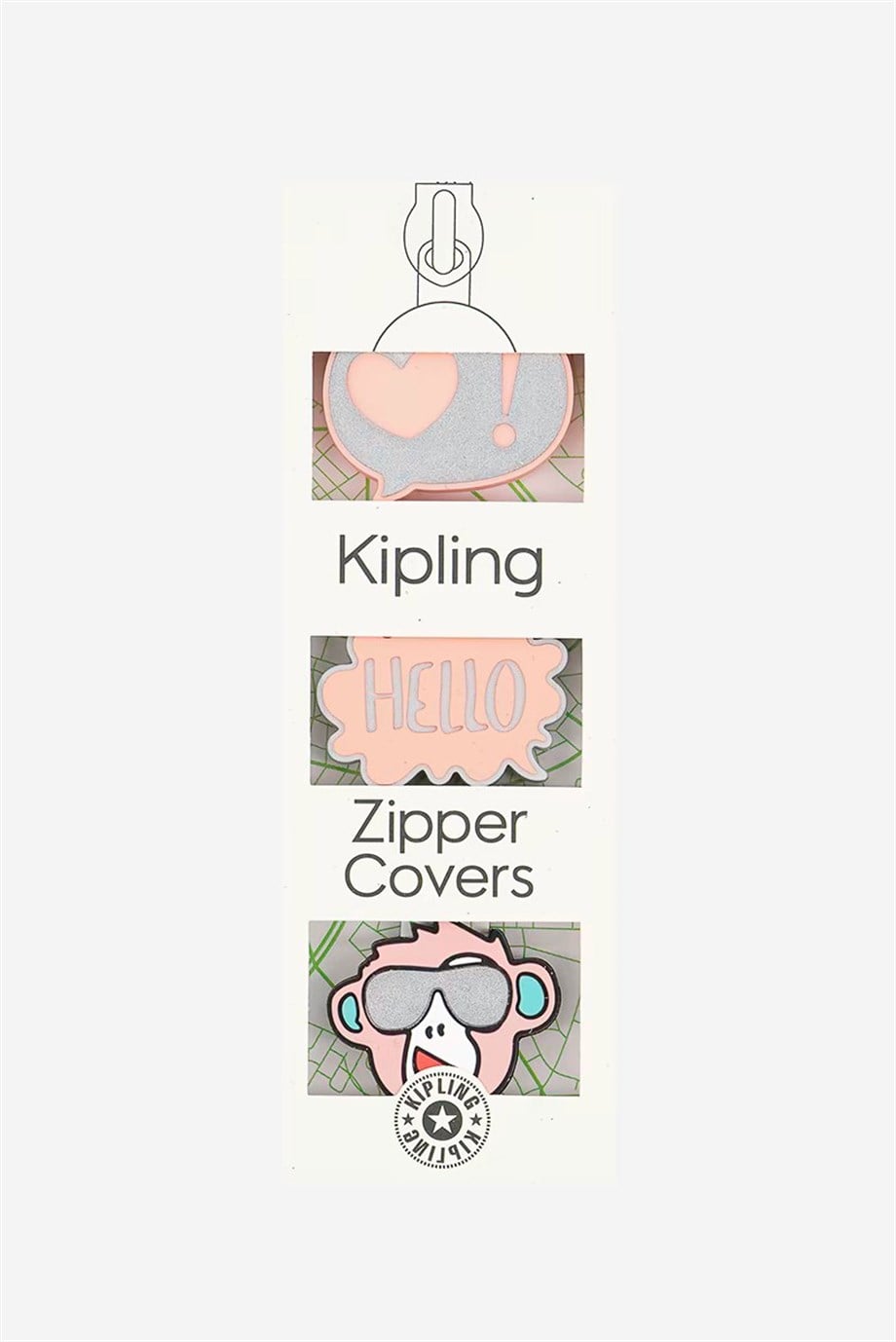 Kipling Fermuar Süsü Reflective 3lü Set Gümüş / Pembe