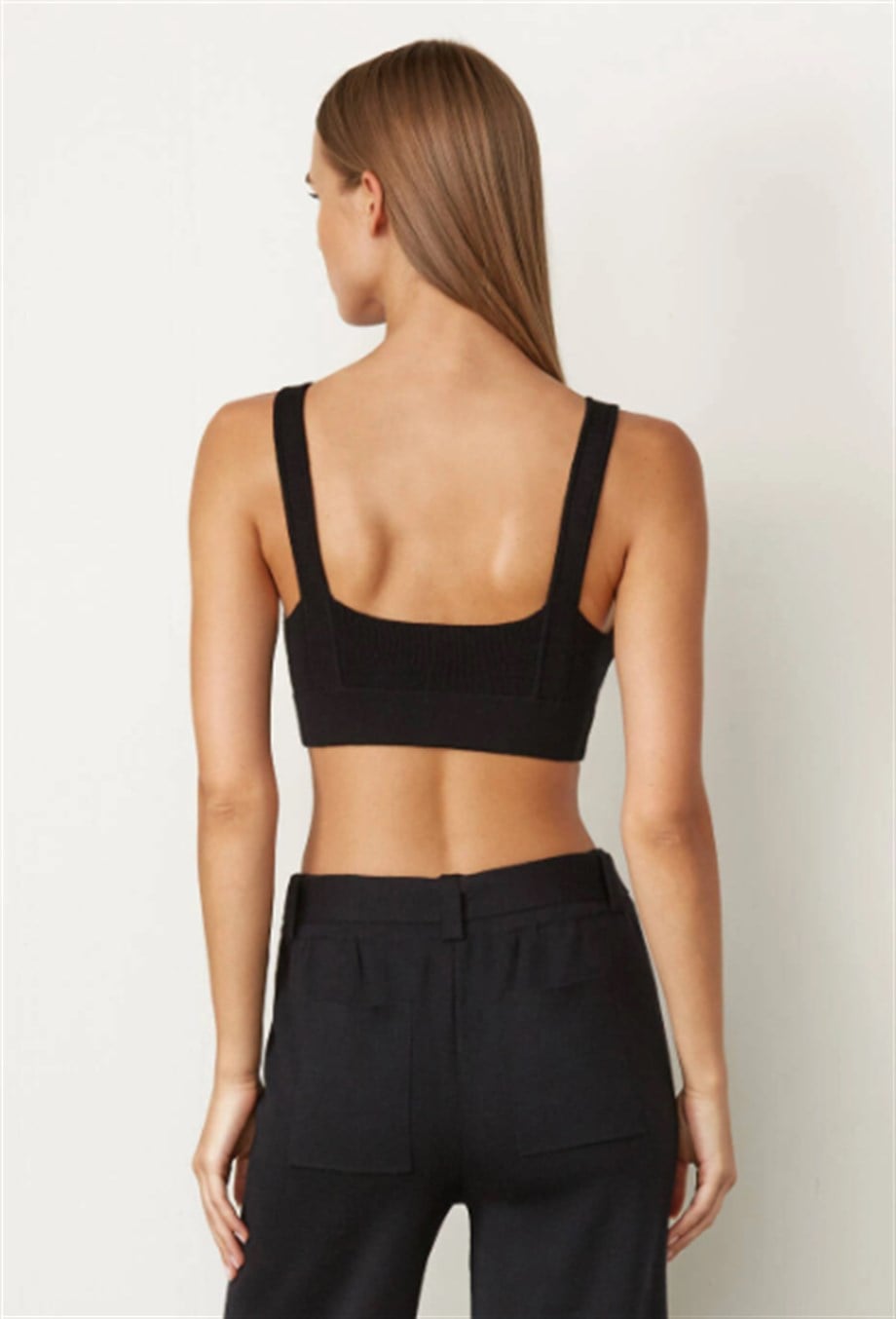 Knitss Triko Crop Merino Yün  Siyah