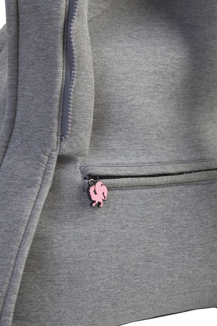Morikukko Grey Basic Fuchsia Kids Çıkabilir Kapüşonlu Sırt Çantası