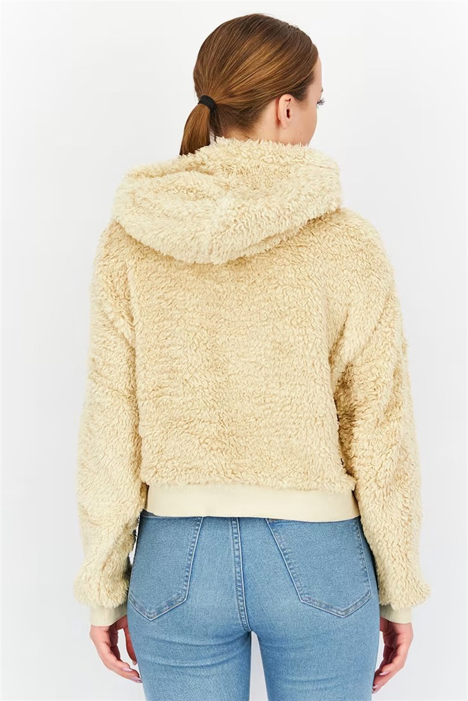 Topshop Kapüşonlu Sweatshirt Peluş Bej