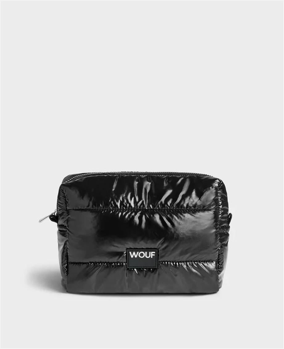 Wouf Makyaj Çantası Toiletry Bag Quilted Black Glossy