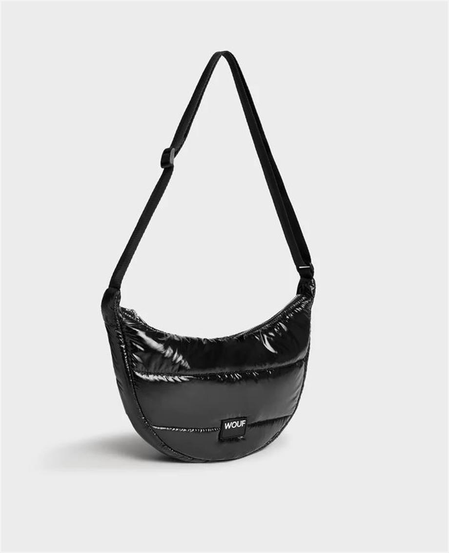 Wouf Omuz Çantası Quielted Line Black Glossy