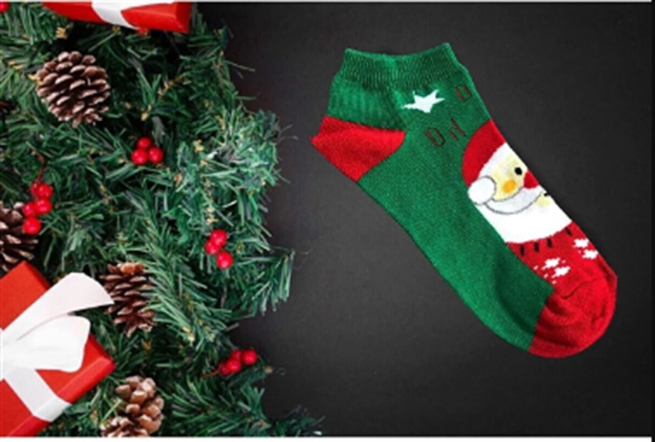 Yılbaşı Patik Çorap Noel Baba Yeşil_HDNOEL11