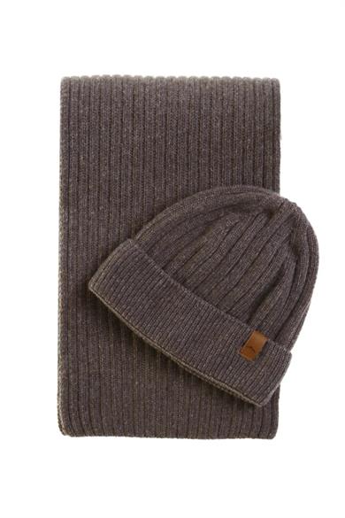 Unisex Atkı, Bere Takımı 2li Set Slice Bej