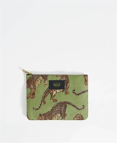 Wouf Clutch, El Çantası Pouch Daily Olive Leopard