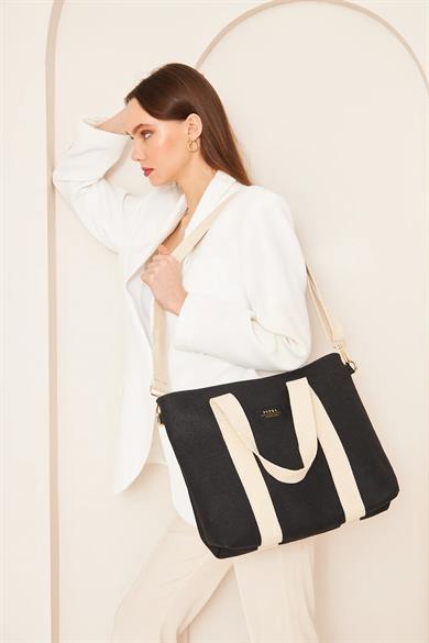 Pupba Omuz Çantası Yaga Large Tote Bag Siyah