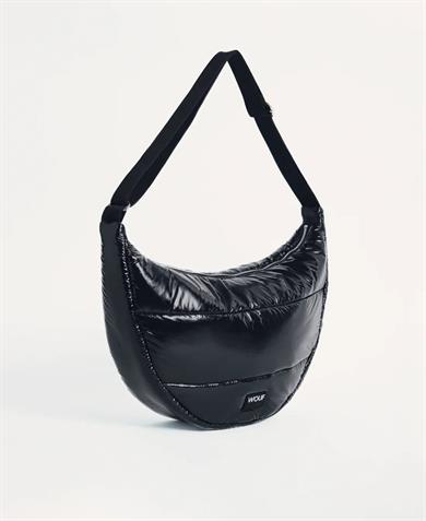 Wouf Omuz Çantası Large Crossbody Bag Quilted Line Black Glossy