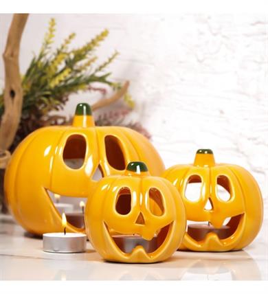 Balkabağı Seramik Tealight 3lü Set