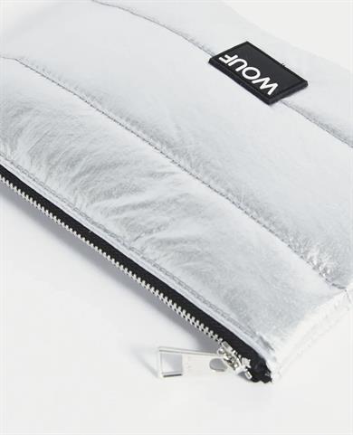 Wouf Clutch, El Çantası Pouch Quilted Silver Glossy