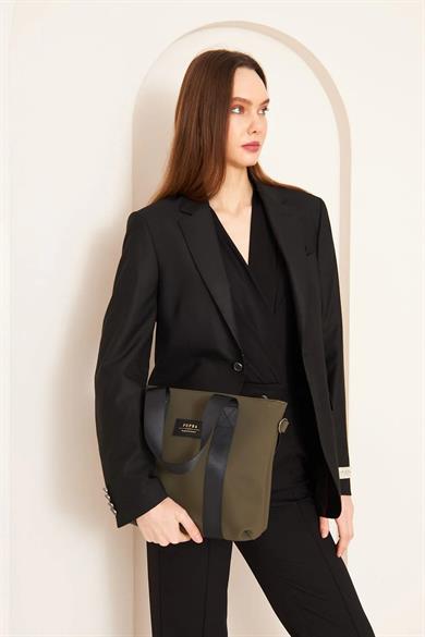 Pupba Omuz Çantası Yaga X Tote Bag Deri Haki