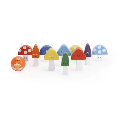 Kikkerland Mini Mushroom Bowling Ahşap Mini Bowling Seti