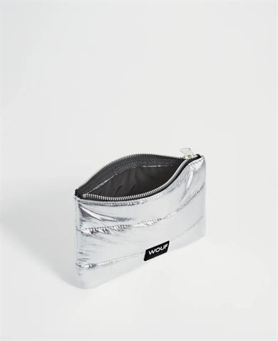 Wouf Clutch, El Çantası Pouch Quilted Silver Glossy