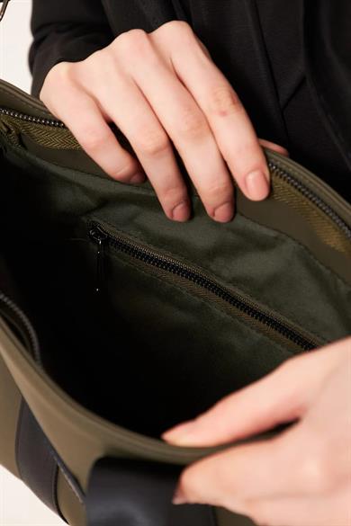 Pupba Omuz Çantası Yaga X Tote Bag Deri Haki