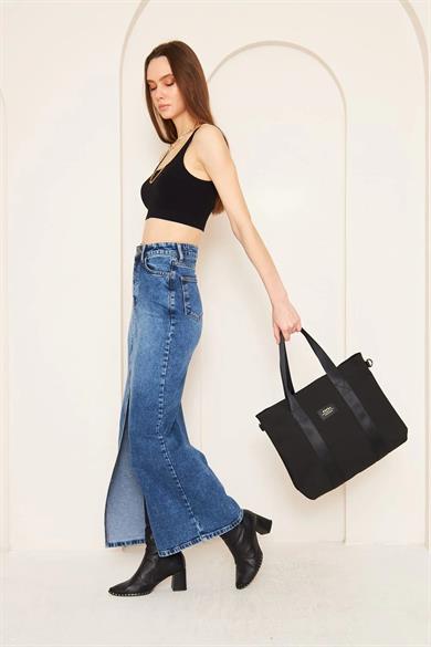 Pupba Omuz Çantası Yaga X Tote Bag Deri Siyah