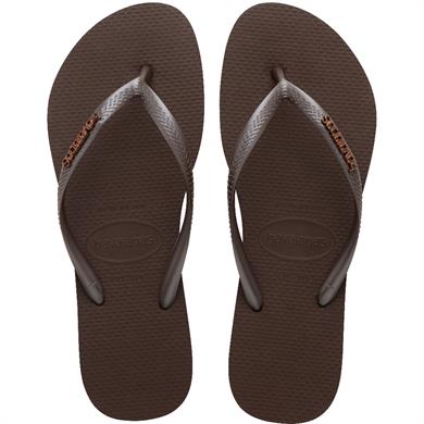 Havaianas Parmakarası Terlik Slim Logo Metallic Dark Brown