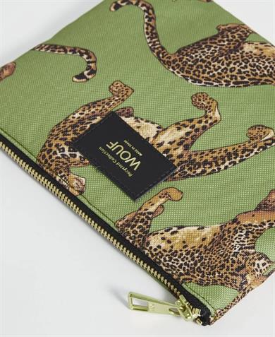 Wouf Clutch, El Çantası Pouch Daily Olive Leopard