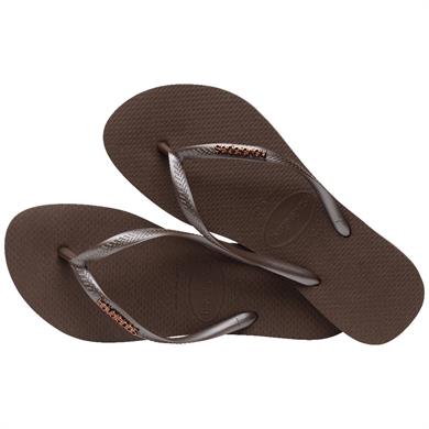 Havaianas Parmakarası Terlik Slim Logo Metallic Dark Brown