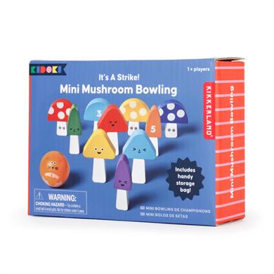 Kikkerland Mini Mushroom Bowling Ahşap Mini Bowling Seti