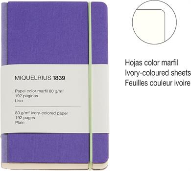 Miquelrius Notebook 1839 - Retro Sert Kapak Çizgisiz Defter Mor