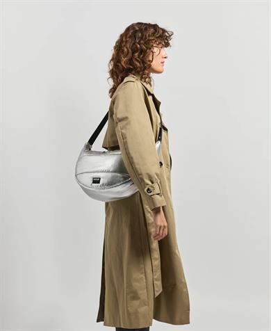 Wouf Omuz Çantası Large Crossbody Bag Quilted Silver Glossy