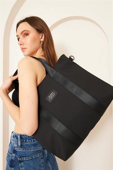 Pupba Omuz Çantası Yaga Large X Tote Bag Deri Siyah