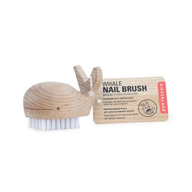 Kikkerland Wooden Whale Nail Brush-Ahşap Tırnak Fırçası Balina