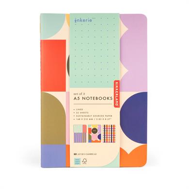Kikkerland Set of 3 A5 Notebooks-3lü Noktalı Defter Seti