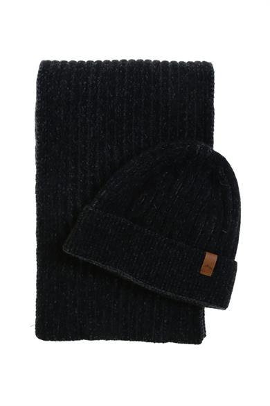 Unisex Atkı, Bere Takımı 2li Set Slice Siyah