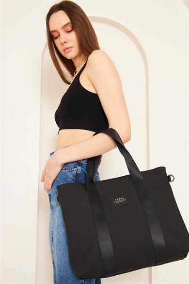 Pupba Omuz Çantası Yaga Large X Tote Bag Deri Siyah