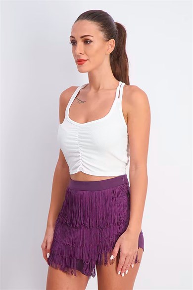 Boohoo Crop Top Çapraz Askılı Beyaz
