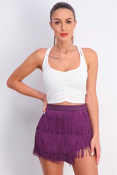 Boohoo Crop Top Çapraz Askılı Beyaz