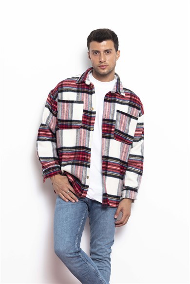 Catch Gömlek Ceket Oduncu Kırmızı Beyaz