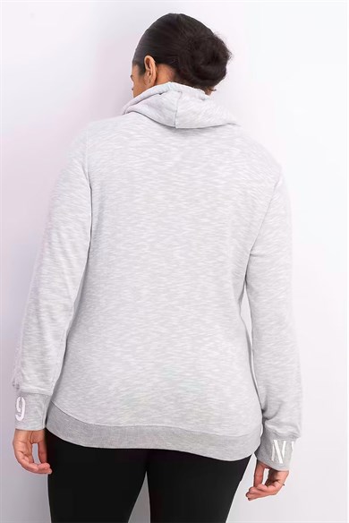 Champion Kapüşonlu Sweatshirt Drawstrings Graphic Gri