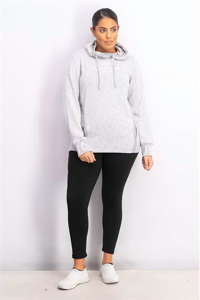Champion Kapüşonlu Sweatshirt Drawstrings Graphic Gri