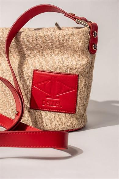Dellel Hasır Omuz Çantası MSG Kırmızı