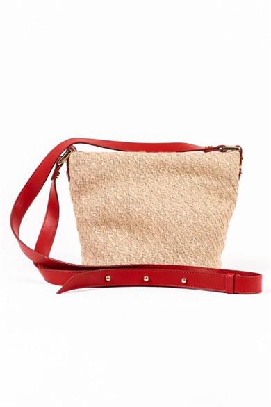 Dellel Hasır Omuz Çantası MSG Kırmızı