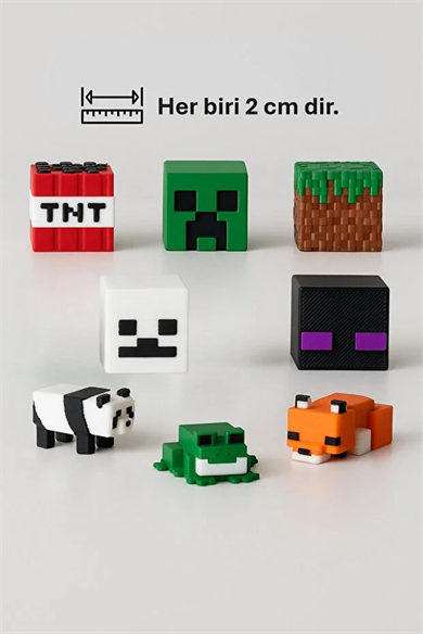 3D Minecraft Figür Seti 8li