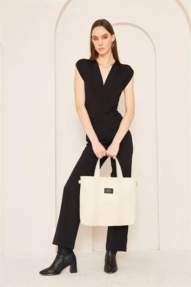 Pupba Omuz Çantası Yaga Large Tote Bag Krem