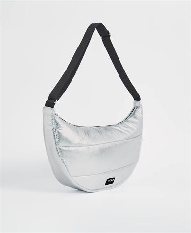 Wouf Omuz Çantası Large Crossbody Bag Quilted Silver Glossy