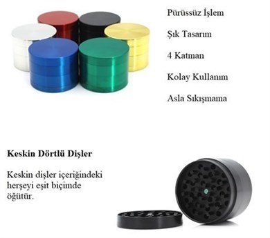 Hipster Deer Grinder Metal Tütün Ayıklayıcı Mavi 63 mm.