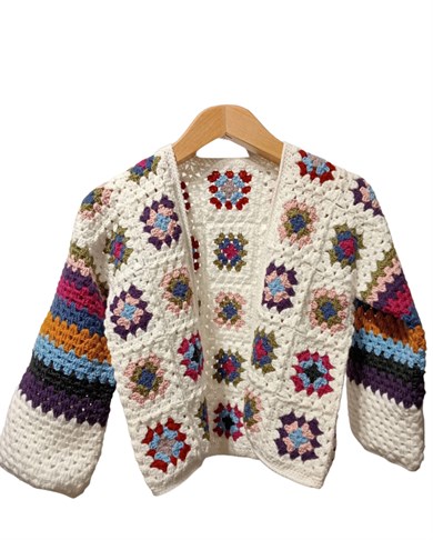 Hipster Deer Hırka El Yapımı Etnik Hırka Beyaz