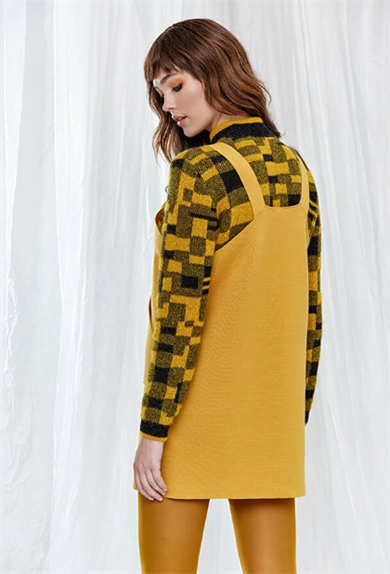Knitss Jile Triko Elbise Saf Yün Sarı