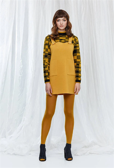 Knitss Jile Triko Elbise Saf Yün Sarı
