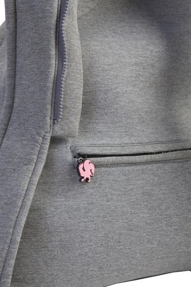 Morikukko Grey Basic Fuchsia Kids Çıkabilir Kapüşonlu Sırt Çantası