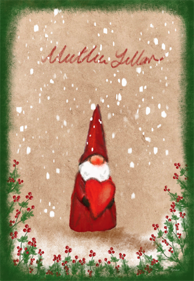 Şeyler Bulucu Tebrik Kartı, Kartpostal Kalpli Noel Baba Krem