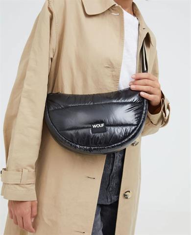 Wouf Omuz Çantası Quielted Line Black Glossy