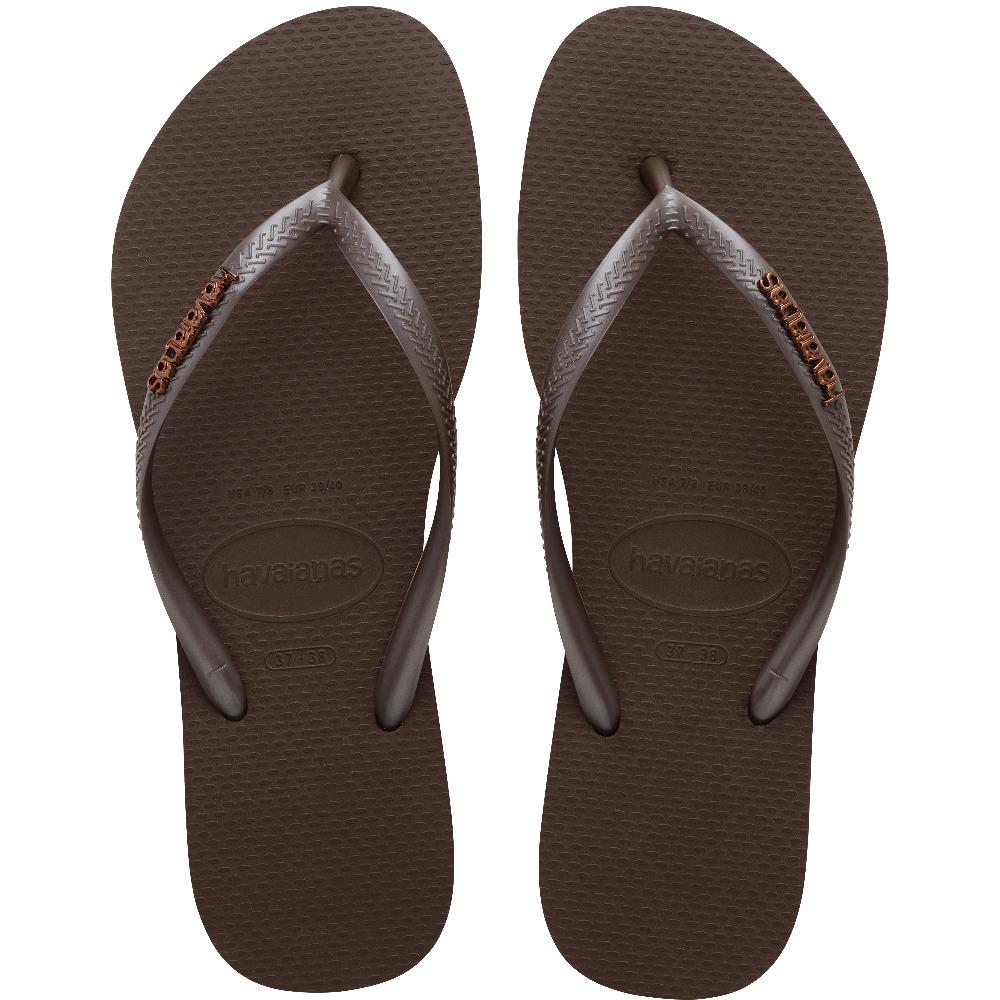 Havaianas Parmakarası Terlik Slim Logo Metallic Dark Brown_4119875-0727