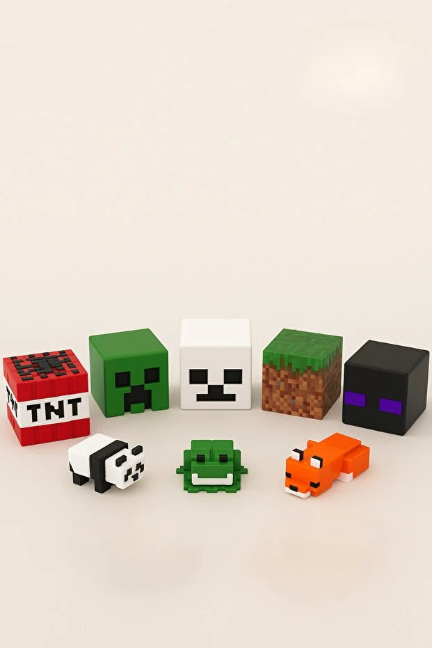 3D Minecraft Figür Seti 8'li_3487736834671